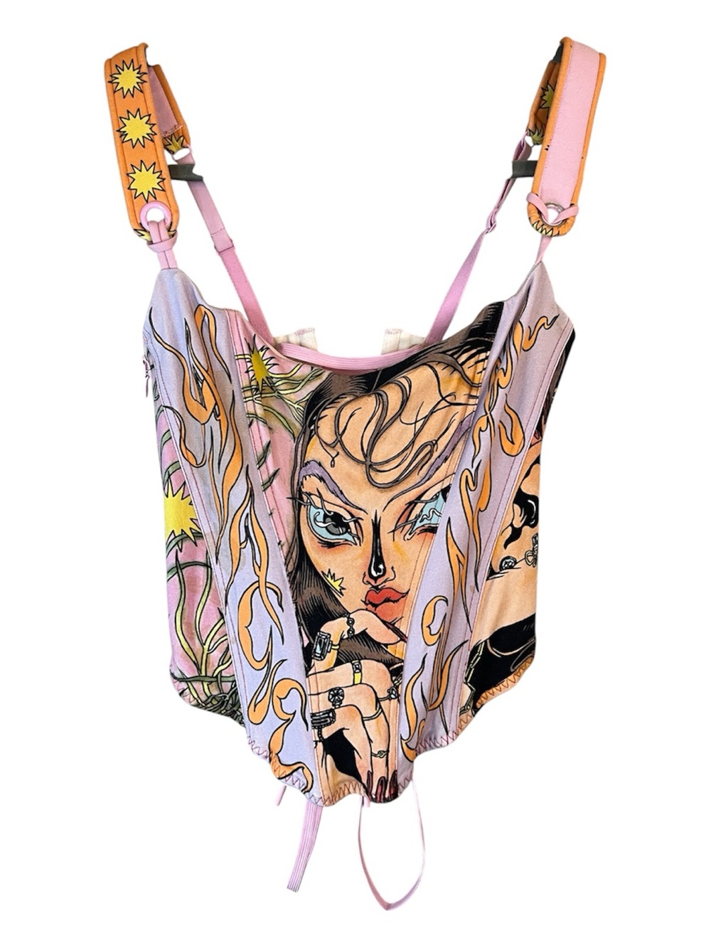 Savage X Fenty Alice Bloomfield Pink & Orange Graphic Corset